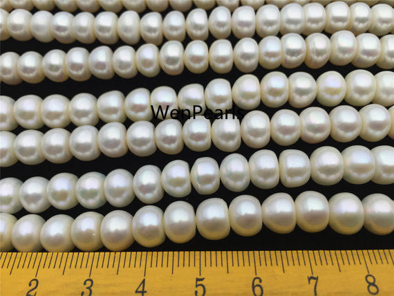 MoniPearl 8-9mm,AA+,white button pearl,large hole,1.5mm,2.0mm large hole freshwater pearls,button pearl,loose freshwater pearl,full strand,SM8-2A-1