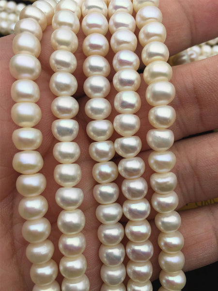 MoniPearl -8mm,AA+,ivory button pearl,large hole,1.5mm,2.0mm large hole freshwater pearls,button pearl,loose freshwater pearl,full strand,SM7-2A-1