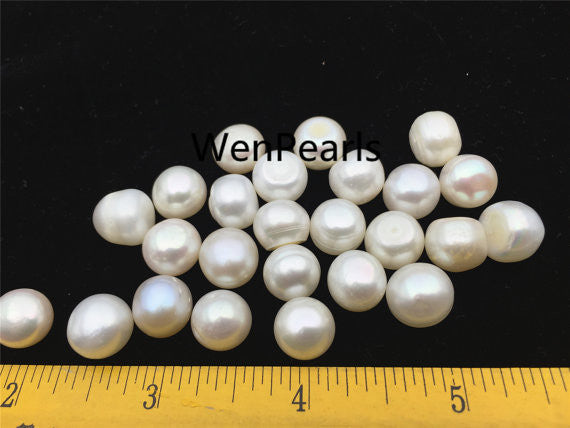 MoniPearl 10.5-11.5mm,thick button pearl,10 pcs,large hole,2.0mm,3mm large hole freshwater pearls,button pearl,loose freshwater pearl,SM11-2A-3-2