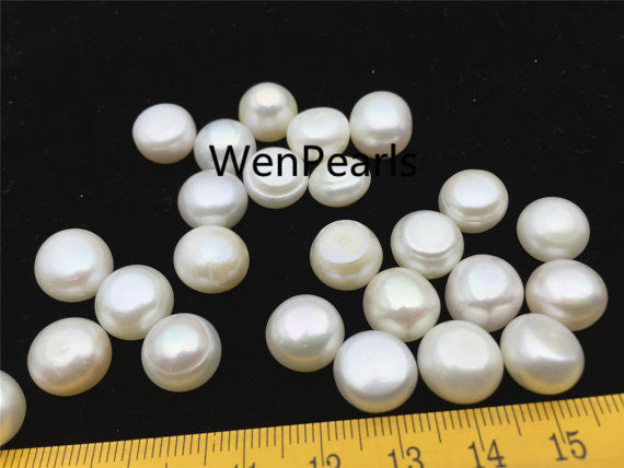 MoniPearl 10.5-11.5mm,10 pcs,button pearl,large hole,2.0mm,3mm large hole freshwater pearls,button pearl,loose freshwater pearl,one full strand,SM11-2A-3-1