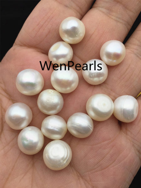 MoniPearl 10.5-11.5mm,thick button pearl,10 pcs,large hole,2.0mm,3mm large hole freshwater pearls,button pearl,loose freshwater pearl,SM11-2A-3-2