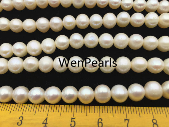 MoniPearl 6.5-7mm,3A,ivory potato pearls,high luster,approx 58pcs,Potato Pearl Large Hole Pearl Strand,Loose Freshwater Pearls CR6-3A-1