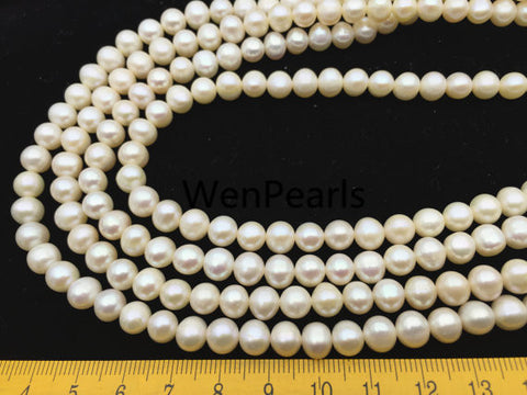 MoniPearl 6.5-7mm,3A,ivory potato pearls,high luster,approx 58pcs,Potato Pearl Large Hole Pearl Strand,Loose Freshwater Pearls CR6-3A-1