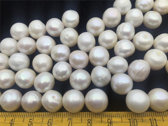 MoniPearl 11.5-12.5mm Very Thick Button 10pcs,Potato Pearl Large Hole Pearl Strand,Loose Freshwater Pearls Wholesale CR-10
