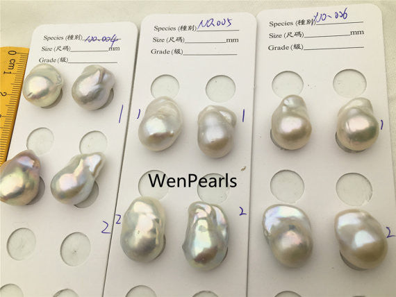 MoniPearl Baroque Pearl,Nov New!14-17mm,004-006,Flameball Pearl Pairs,large Baroque pearl,Baroque Cultured Freshwater Pearl,flameball pearls,wholesale