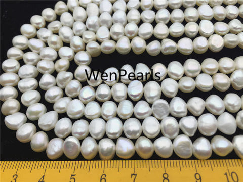 MoniPearl Baroque Pearl,6-7mmx7-8mm,2A,baroque pearls,full strand,white pearl,blue pearl,around 70pcs,rice pearl,loose pearl beads,high luster,LM7-2A-1