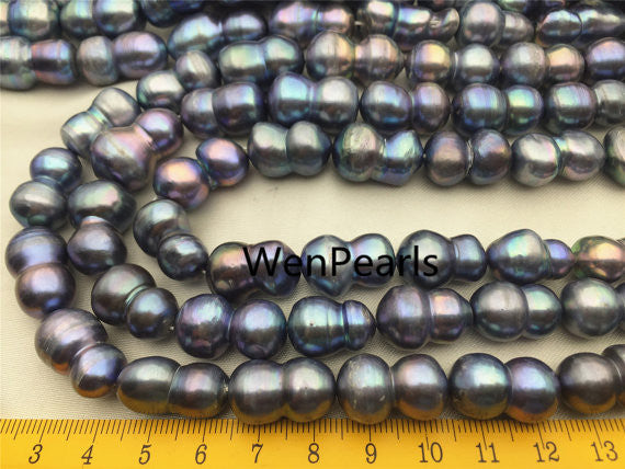 MoniPearl Baroque Pearl,11-13x18-21mm,Gourd baroque pearls-39cm strand-white pearl around 20 pcs,Grade White Baroque Gourd,DIY,high luster,YX3