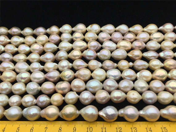 MoniPearl Baroque Pearl,10-11.5 near round pink Kasumi like Pearl, high luster,large hole,2mm,round pearl,Kasumi like Nucleated Freshwater Pearls-white Color,HZ-13