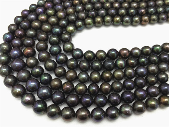 MoniPearl 12-15mm round pearl,2A+,Black round freshwater genuine pearl,round pearls,cultured pearl beads,natural pearls,RZ12-2AY-WB-2