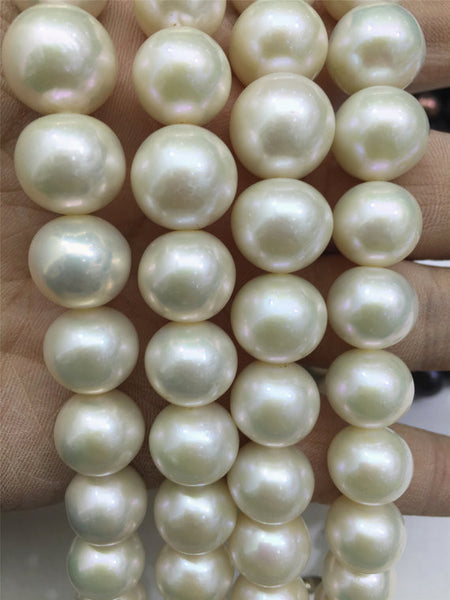 MoniPearl 12-15mm round pearl strand,3A round white freshwater genuine pearl,cultured pearl beads,natural pearls,R12-3AY-1