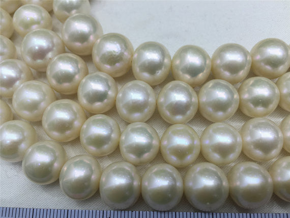 MoniPearl 12-15mm round pearl strand,3A round white freshwater genuine pearl,cultured pearl beads,natural pearls,R12-3AY-1