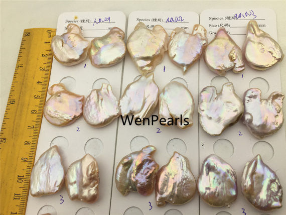 MoniPearl Baroque Pearl,001-003,Pink pearl,baroque pearl earrings,dangle earrings,Kasumi Like Mauve Pink Overtone Nucleated Bead Pearls,BP2