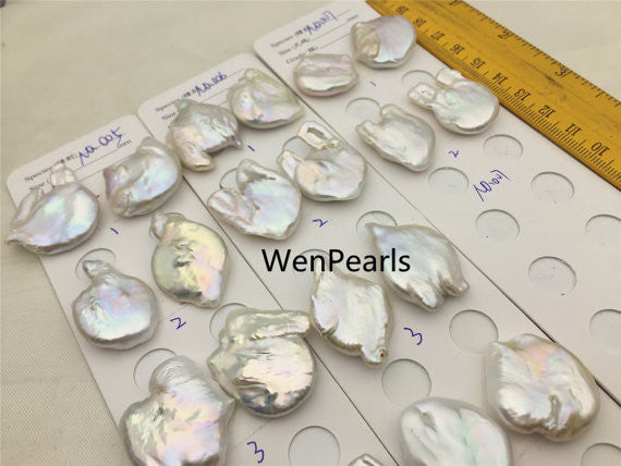 MoniPearl Baroque Pearl,005-007,white baroque pearl earrings,dangle earrings,Kasumi Like Mauve Pink Overtone Nucleated Bead Pearls,BP2