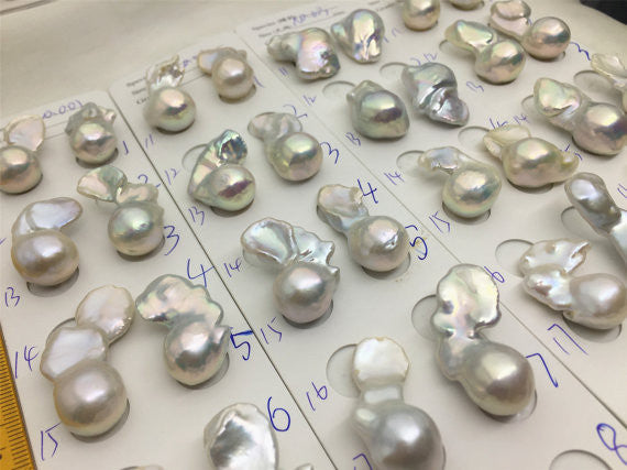 MoniPearl Baroque Pearl,Dec New!Flameball Baroque pearl,one pearl,white color,Genuine Fresh Water Pearl,keshi pearl,baroque pearl,Leather Cord,Wholesale Pearls,YX6