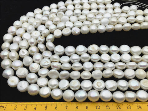 MoniPearl Baroque Pearl,flat button pearls,12mm,full strand,white pearl,around 30pcs,baroque pearl,loose pearl beads,DIY,wholesale,LM12-2A-3