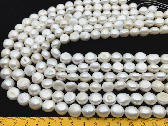 MoniPearl Baroque Pearl,flat button pearls,12mm,full strand,white pearl,around 30pcs,baroque pearl,loose pearl beads,DIY,wholesale,LM12-2A-3