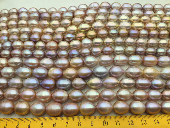 MoniPearl Rice Pearl 10-11mmX12-14mm,very Big Rice pearls,large hole,2mm,2.5mm, pink lavender pearl,around 28pcs,rice pearl,loose pearl beads,DIY,LR10-2A-1